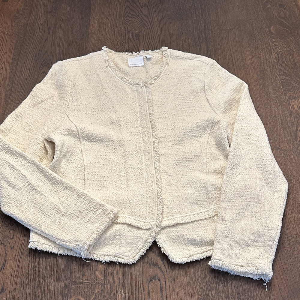 ETT:TWA for Anthropologie Cream Fringe Jacket